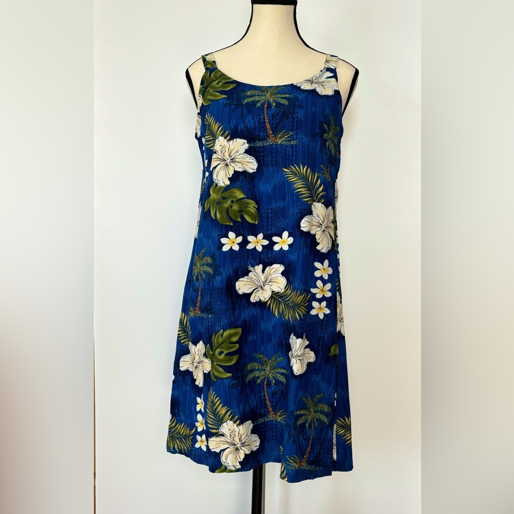Bishop Street Tropical Hawaii Print Rayon Tank Dress Small